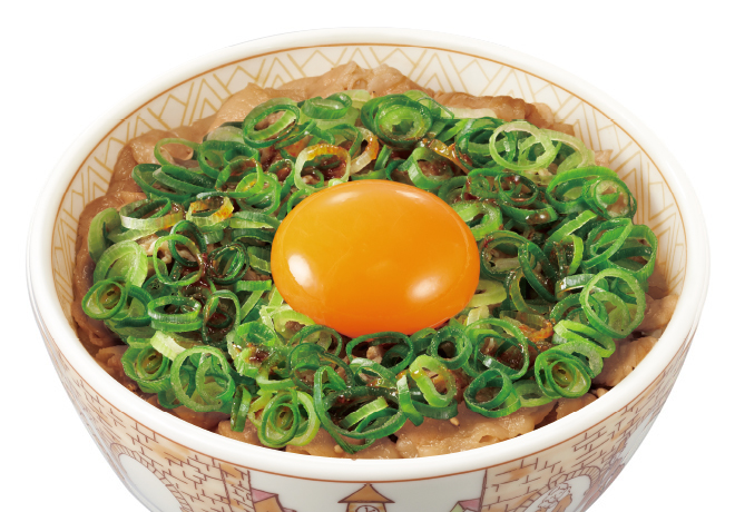 image of Pork Rice Bowl w/ Green Onion and Raw Egg