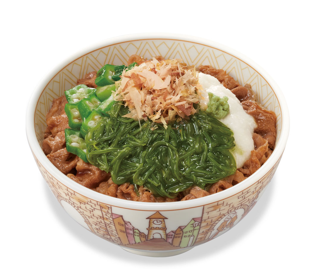 山かけめかぶオクラ牛丼