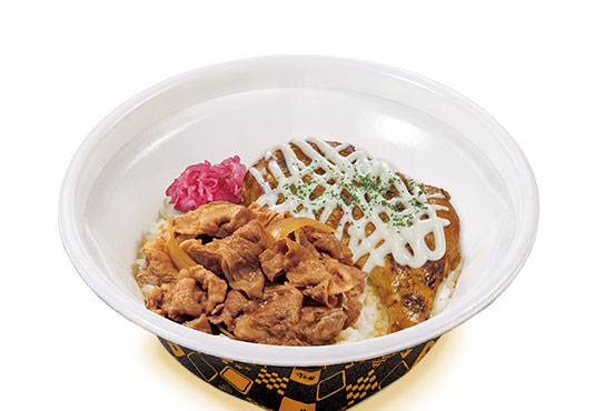 シチューソース炭火チキン牛丼
