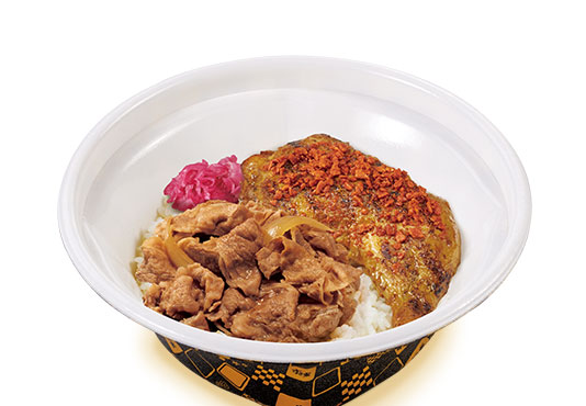ファイヤー炭火チキン牛丼