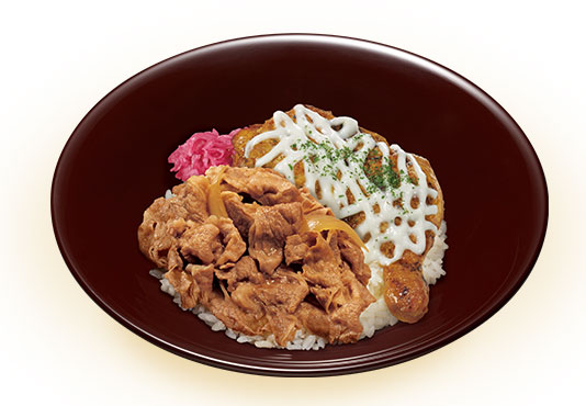 シチューソース炭火チキン牛丼
